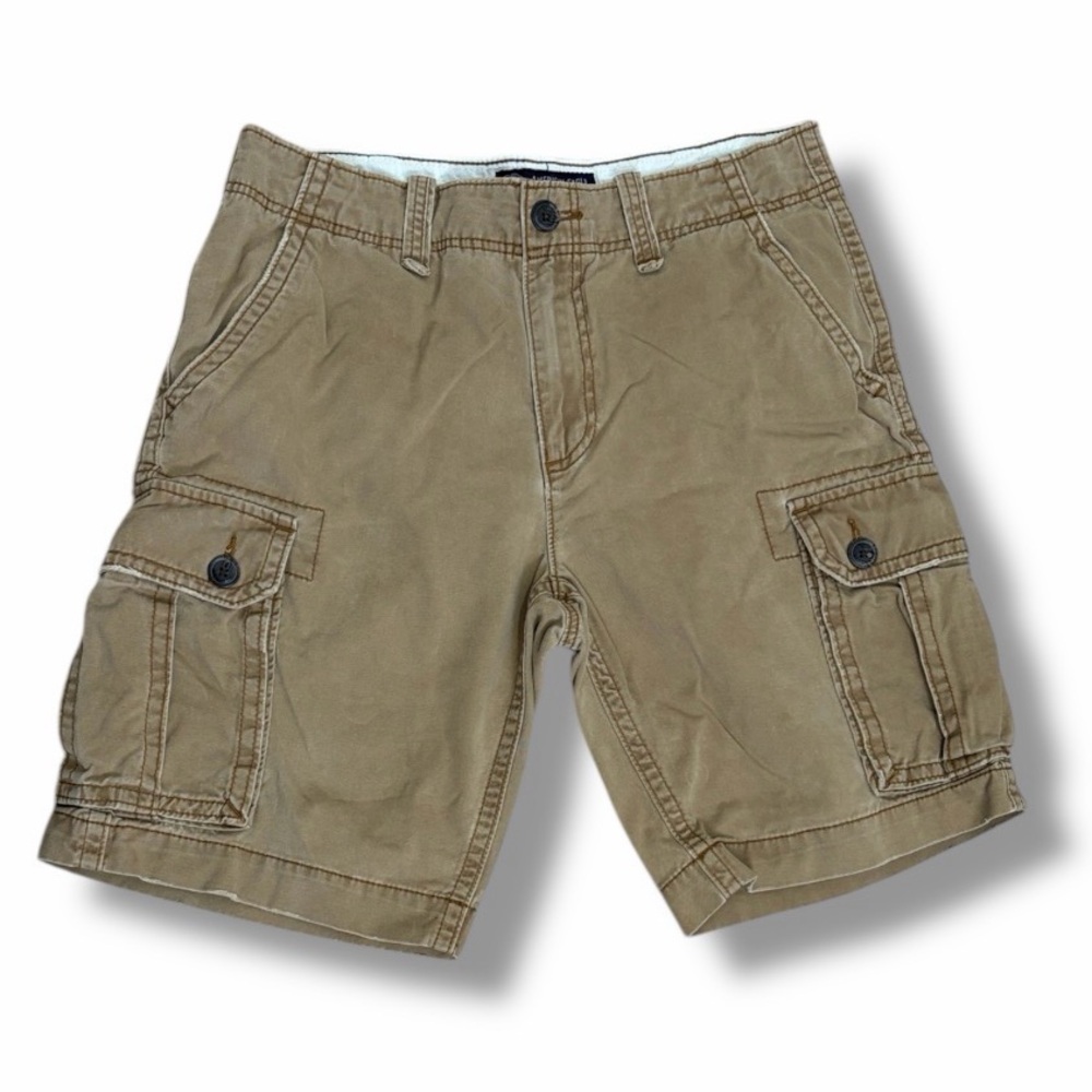 American Eagle Men's 32 Dark Tan Cargo Shorts Y2K AEO Cotton 10" Inseam